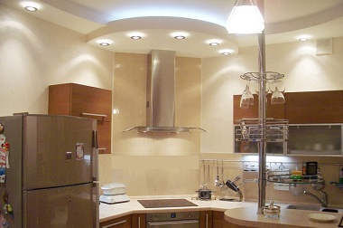 Дизайн потолков на кухне фото